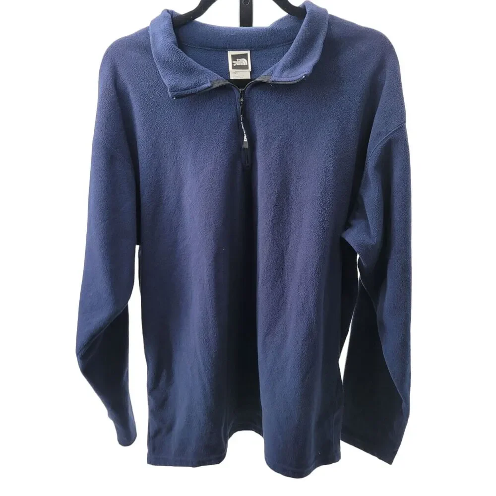 The North Face Mens Fleece Jacket Blue Large 1/4 Zip